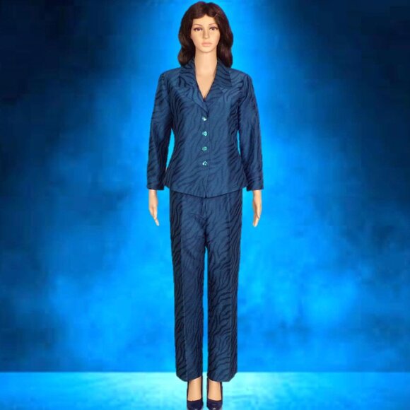 SILK! DEBRA DEROO blue 2-piece pant suit unknown small to medium size 100% silk - Picture 1 of 16